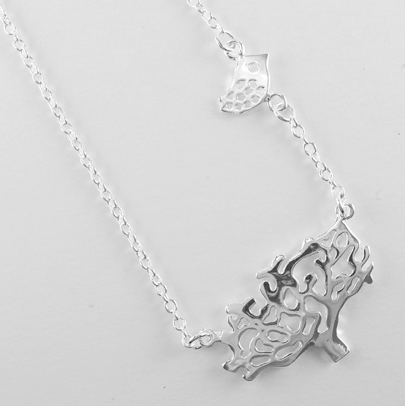 Bird and Tree Silver Chain Necklace - Picture 1 of 2
